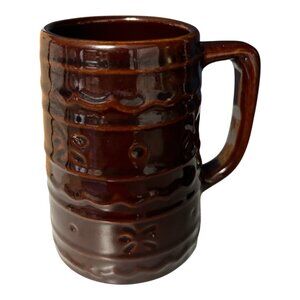 Marcrest Daisy & Dot Brown Stoneware Mug – Vintage USA Pottery Coffee Cup, 1950s